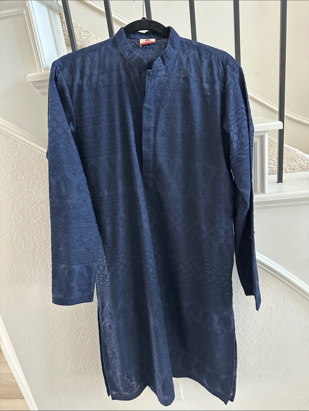 Men's Navy Textured kurta traditional Indian Pakistani weddings sangeet funtion